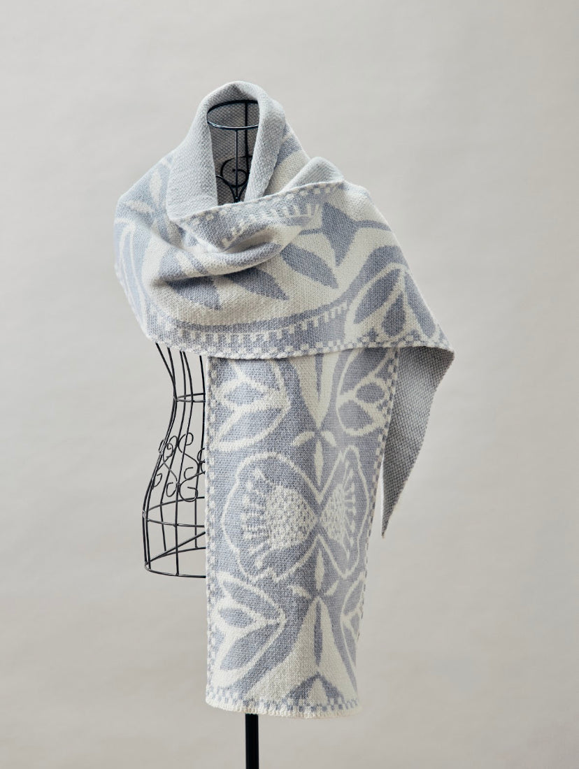 "Fog & Cream" Merino Wool Scarf