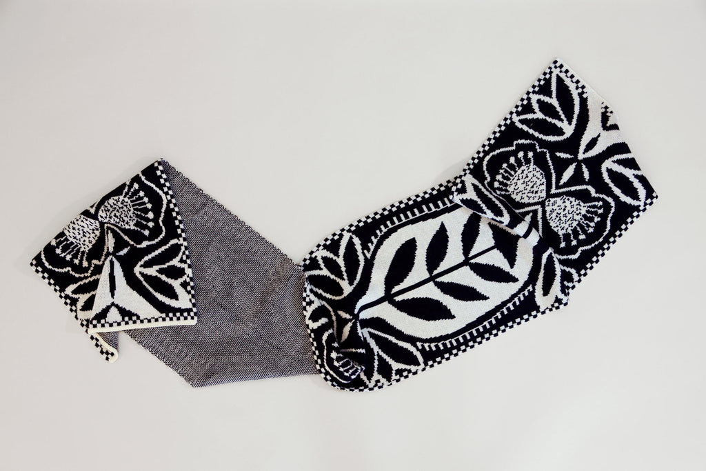 "Silhouette" Black & White Merino Wool Scarf