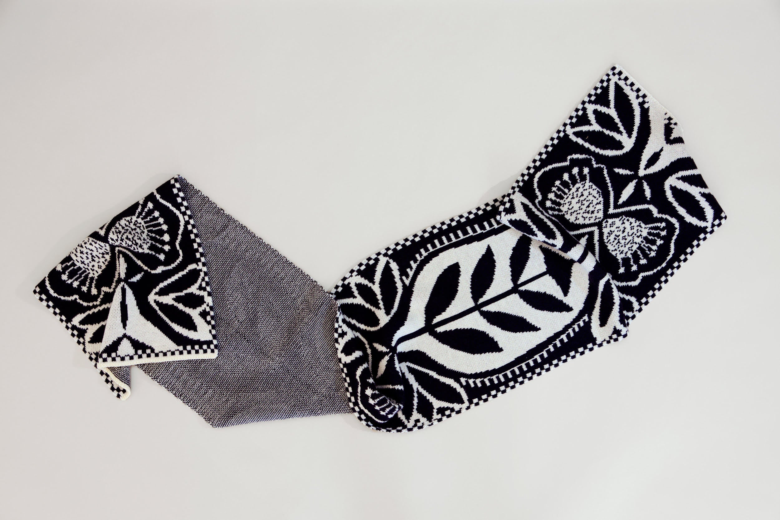 "Silhouette" Black & White Merino Wool Scarf