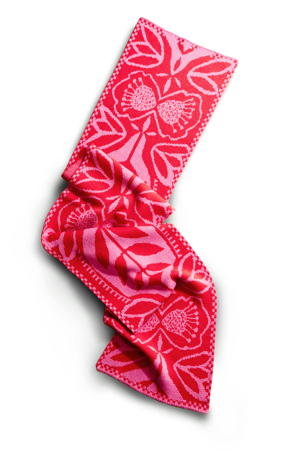 "Tomato and Peony" Merino Wool Scarf