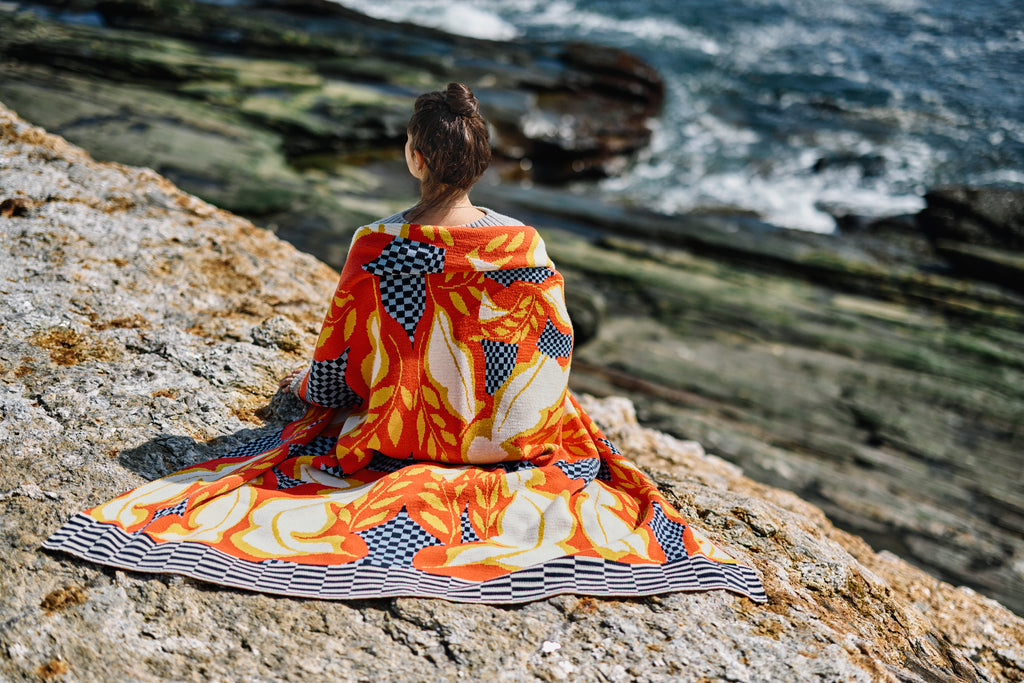 "Sunburst" Merino Wool Throw Blanket