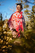 "Silhouette" Red & White Merino Wool Scarf
